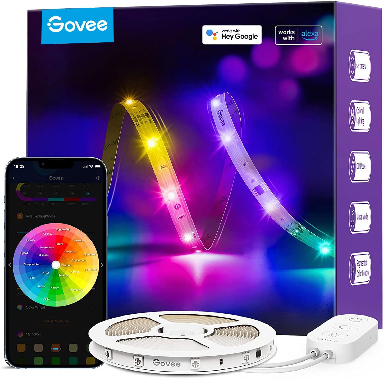 Govee - tira LED Wi-Fi RGBIC de 5 m con control segmentado