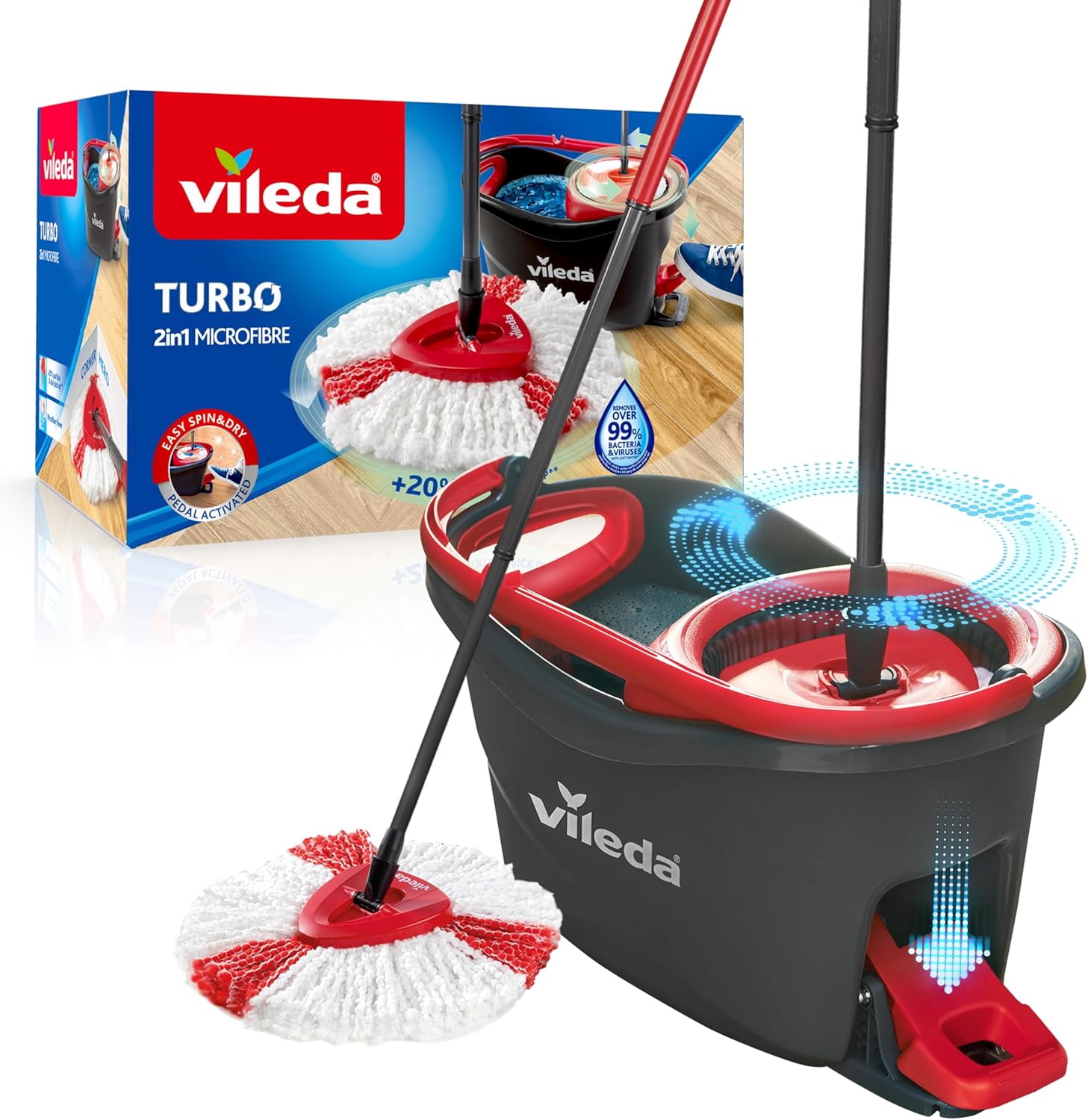 Vileda - set fregona Vileda Turbo con cubo y pedal