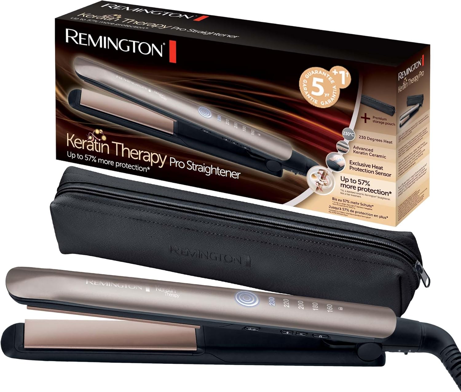 Remington - plancha de pelo con queratina y sensor térmico