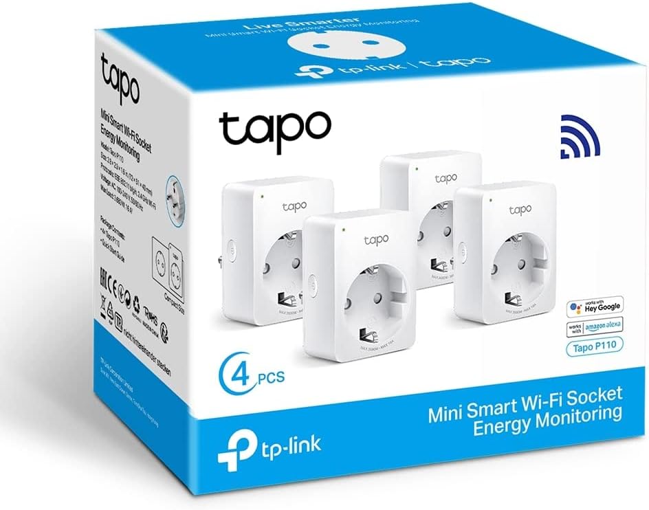 TP-Link Tapo - enchufe inteligente con monitorización de consumo, pack 4