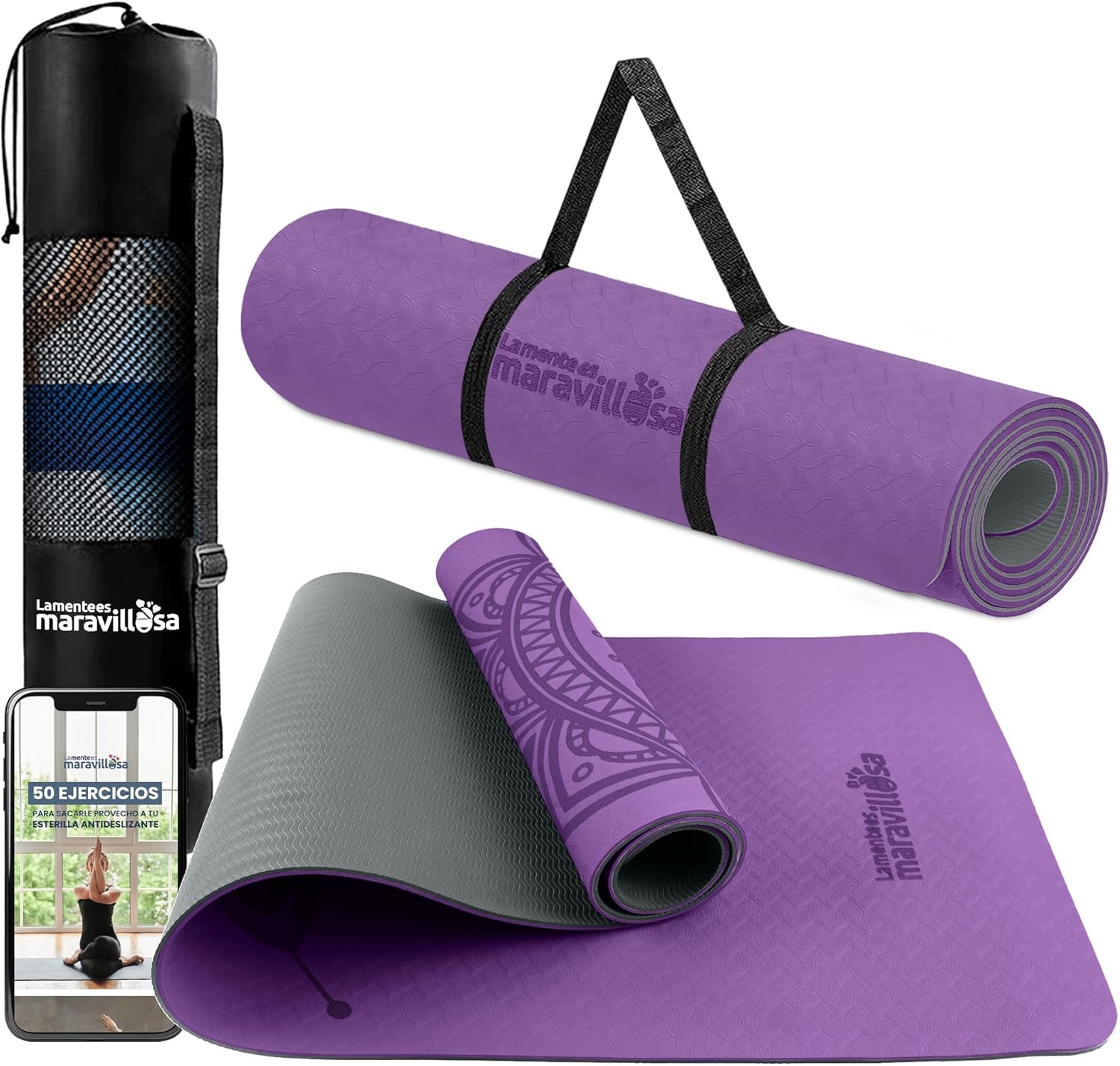La Mente es Maravillosa - esterilla 183x61cm TPE para yoga, pilates y fitness