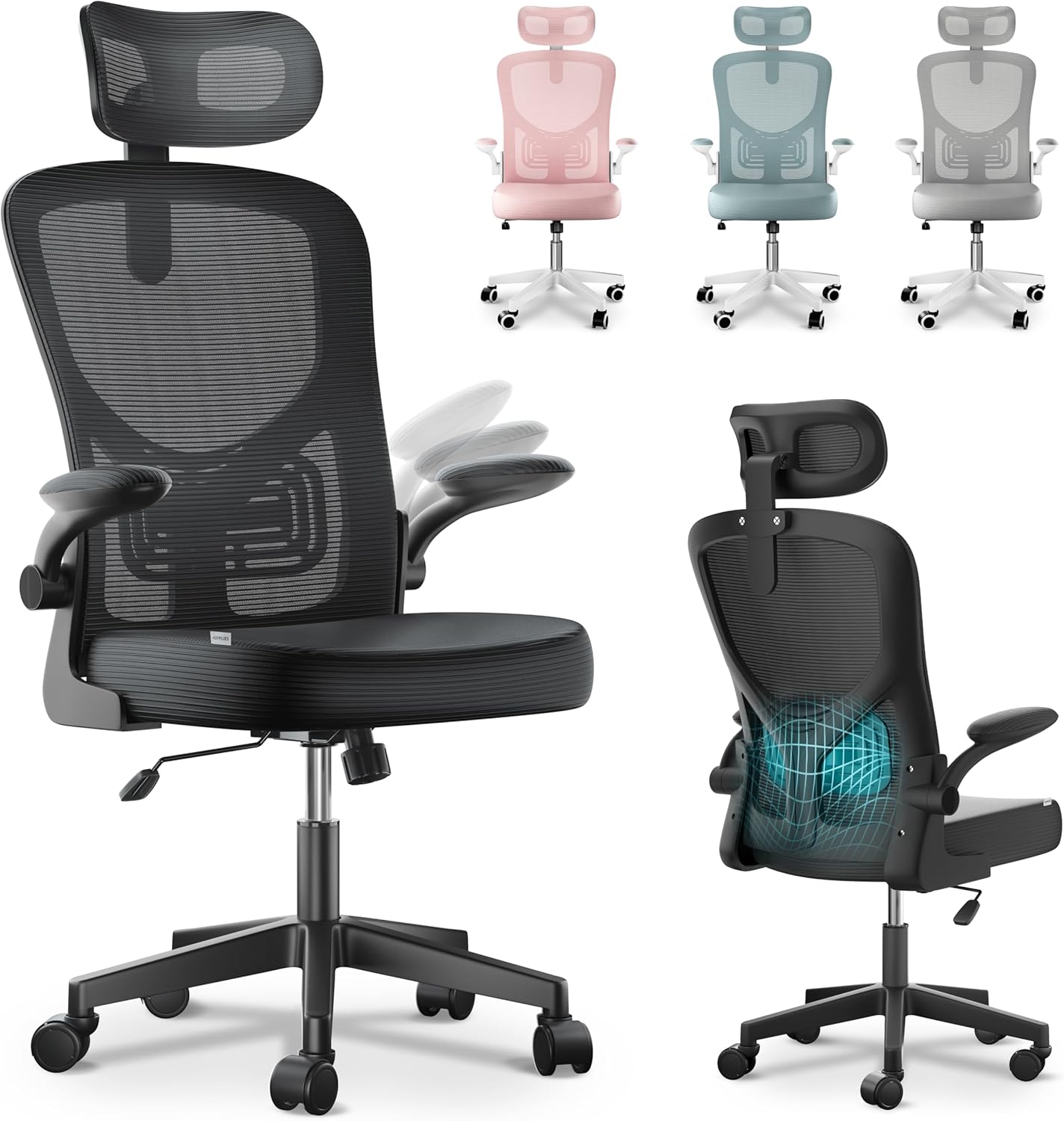 JUPPLIES silla ergonómica reclinable 120° hasta 120 kg