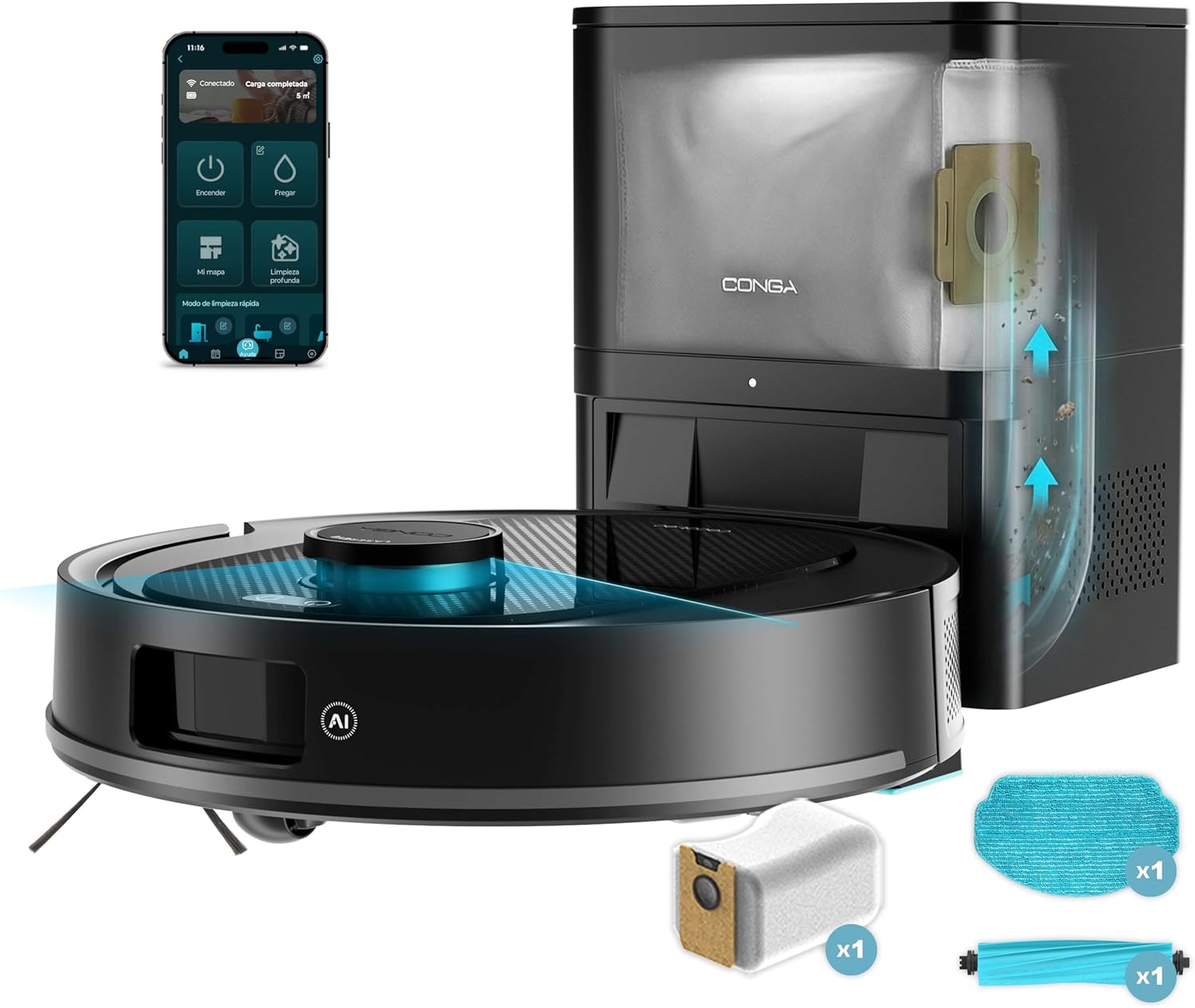 Cecotec - robot aspirador y friegasuelos con autovaciado