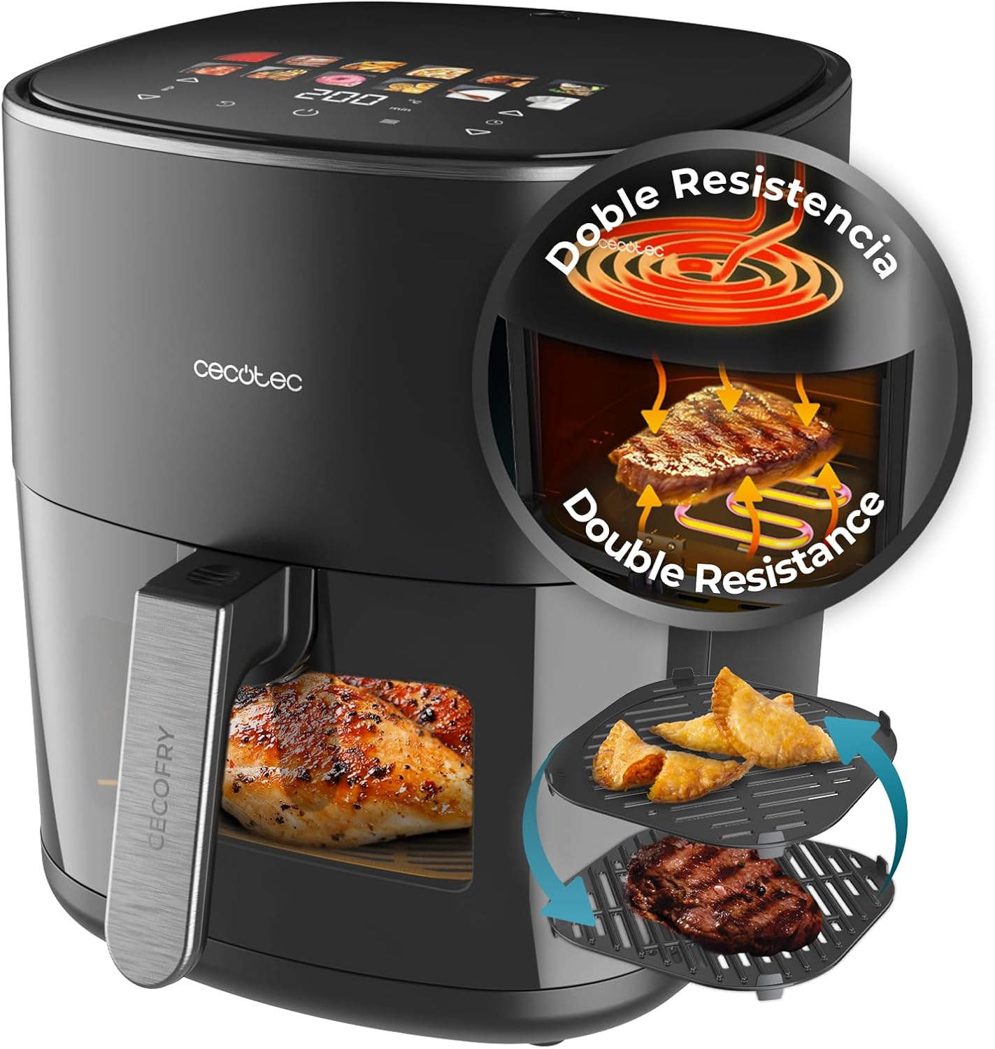 Cecotec - Cecotec Cecofry&Grill Duoheat 6500 Plus, 6,5L con doble resi