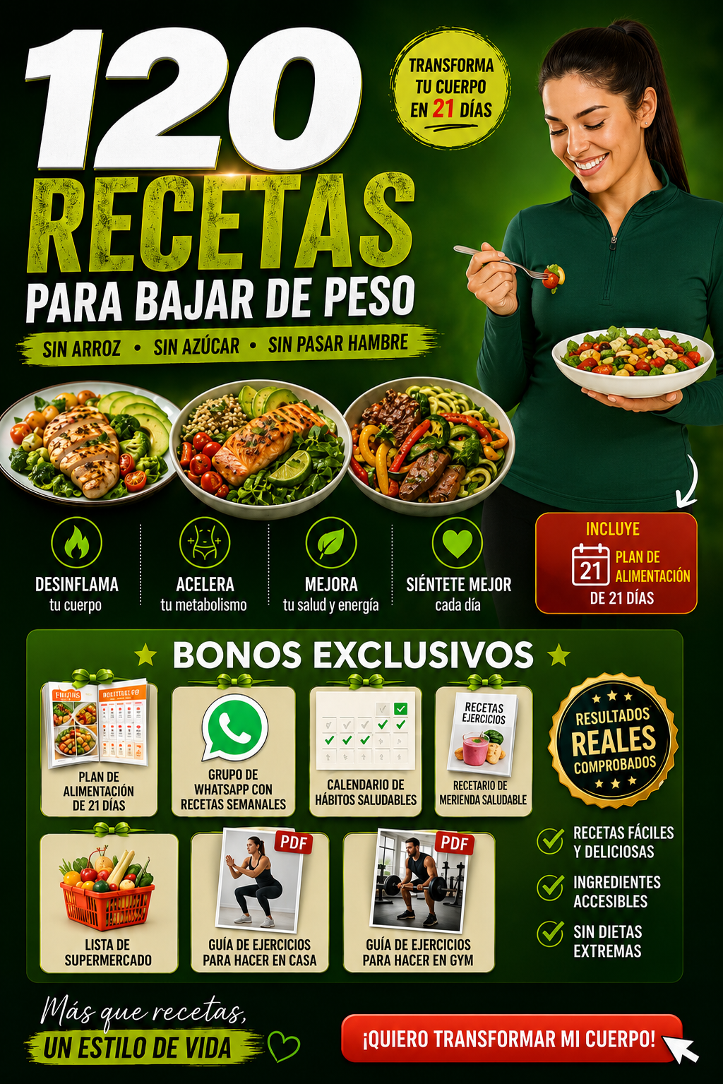 Recetario 120 Recetas y Plan de 21 Días sin arroz ni azúcar