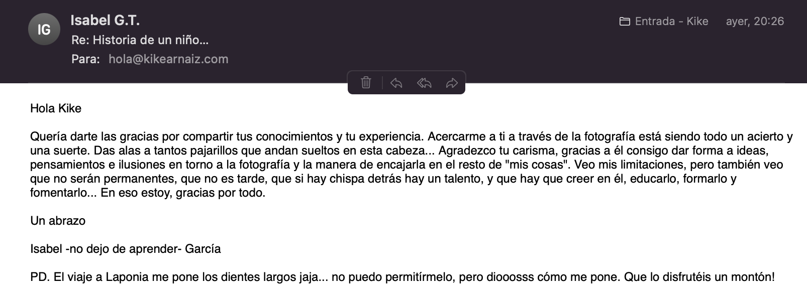 Alumno satisfecho con el resultado